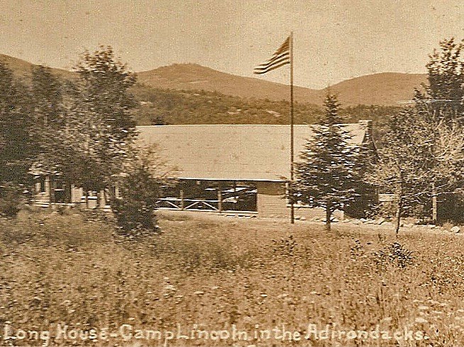 Old photograph of Long House at Camp Lincoln