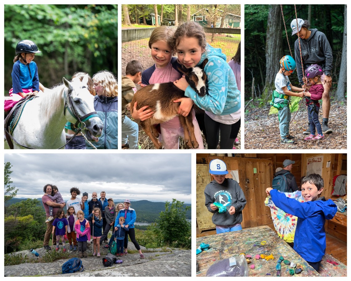 Collage of smiling kids during family camp