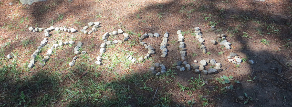 Trips written in rocks on the ground