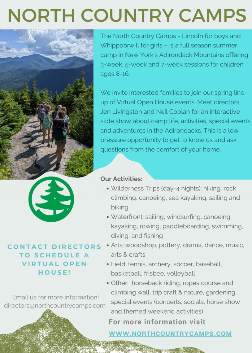Open House Flyer - contact directors at directors@northcountrycamps.com for more information